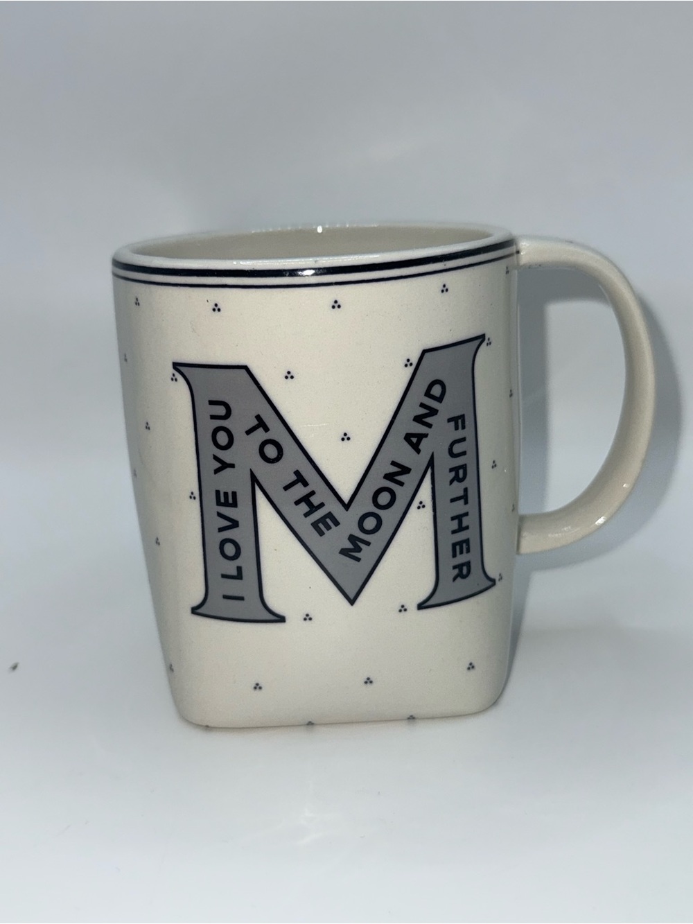 Anthropologie Cream Mug Initial 'M' - I love you to the moon and further